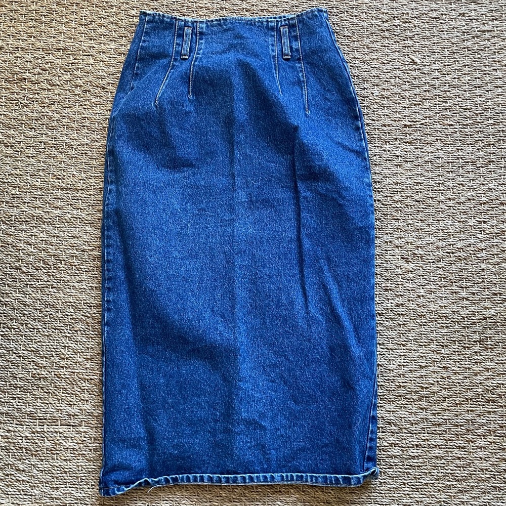 Vintage jean midi skirt